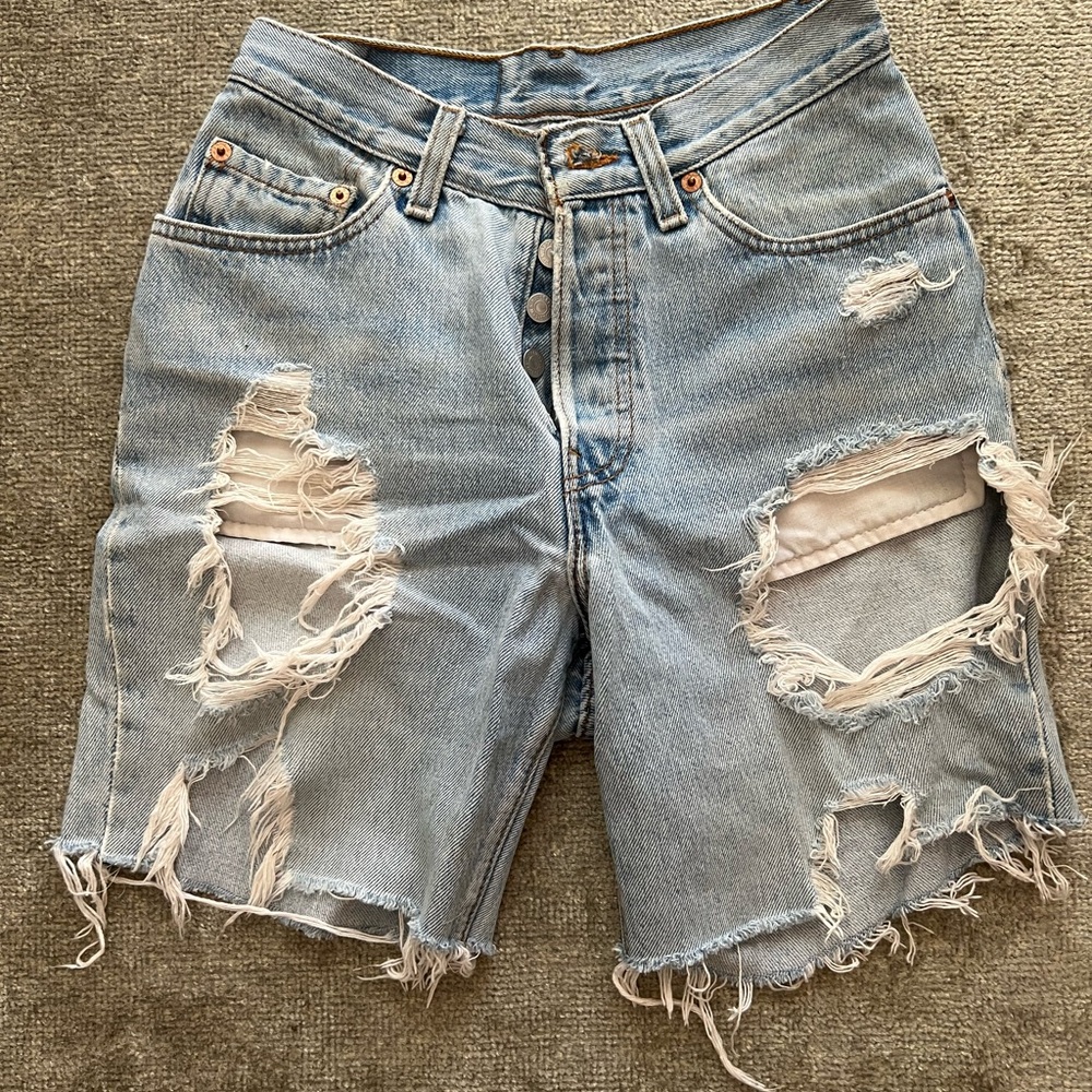 Levi's Light Blue Distressed Jean Shorts